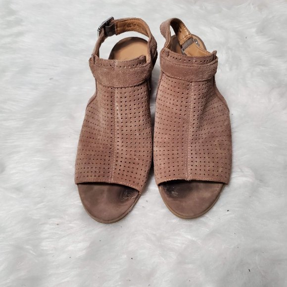 Franco Sarto Womens Harlet 2 Dress Sandals Suede Perforated Taupe, 9 - Picture 4 of 9